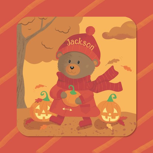 Herfst Bruine Beer Kind Sticker
