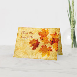 herfst bruine bruiloft bedankkaart