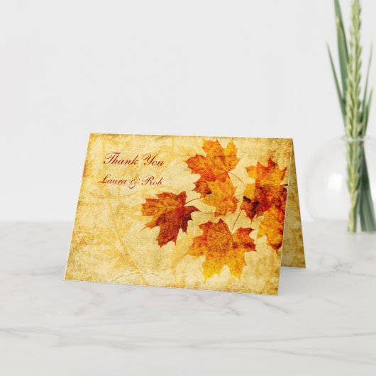 herfst bruine bruiloft bedankkaart (Voorkant)