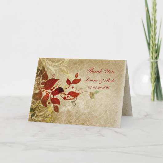 herfst bruine bruiloft bedankkaart (Voorkant)