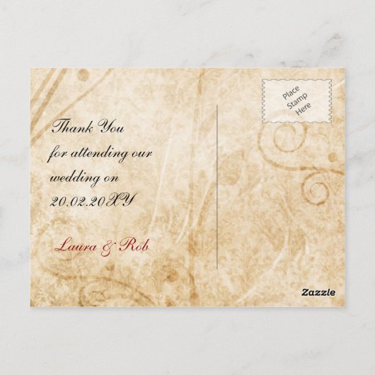 herfst bruine bruiloft briefkaart (Achterkant)