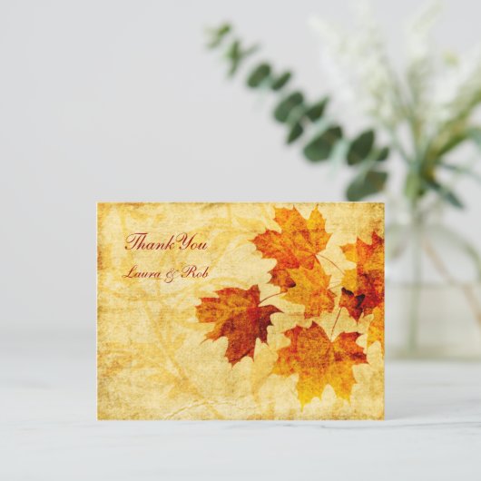 herfst bruine bruiloft briefkaart (Staand voorkant)