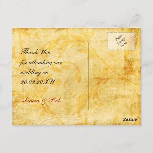 herfst bruine bruiloft briefkaart (Achterkant)