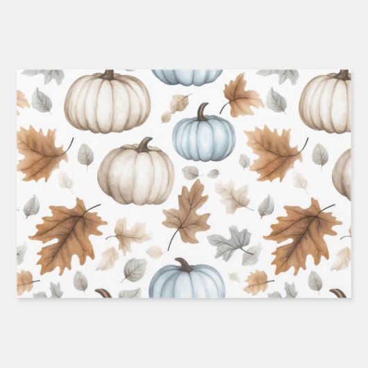 HERFST BRUINE PADDENSTOELEN EN BLOEMEN INPAKPAPIER VEL (Voorkant 3)