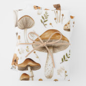  HERFST BRUINE PADDENSTOELEN EN BLOEMEN INPAKPAPIER VEL (In situ)