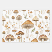 HERFST BRUINE PADDENSTOELEN EN BLOEMEN INPAKPAPIER VEL (Voorkant)