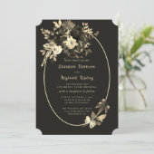 herfst bruine Waterverf verouderd bloemenbruiloft Kaart (Staand voorkant)