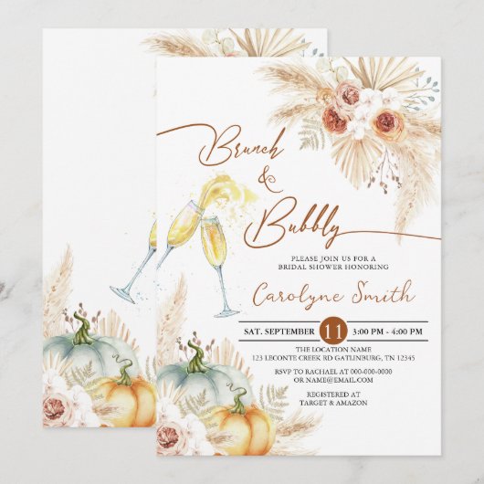 Herfst Brunch en Bubble Boho Pumpkin Vrijgezellenf Kaart (Voorkant / Achterkant)