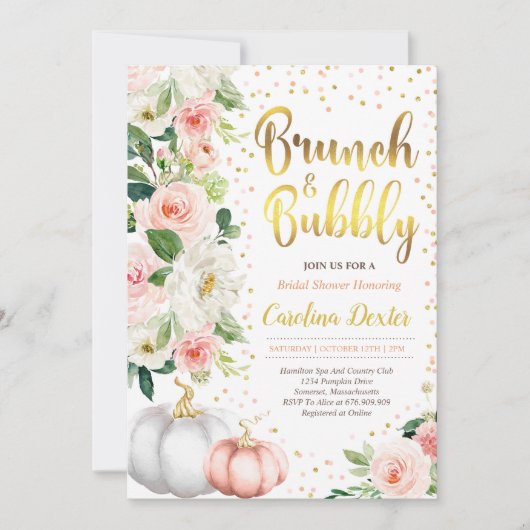 Herfst brunch en bubble bruids doucheuitnodiging kaart (Voorkant)