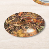 Herfst Buck in Camo White Tail Deer Ronde Kartonnen Onderzetter (Gebogen)