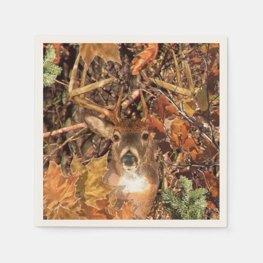 Herfst Buck in Camo White Tail Deer Servet (Voorkant)