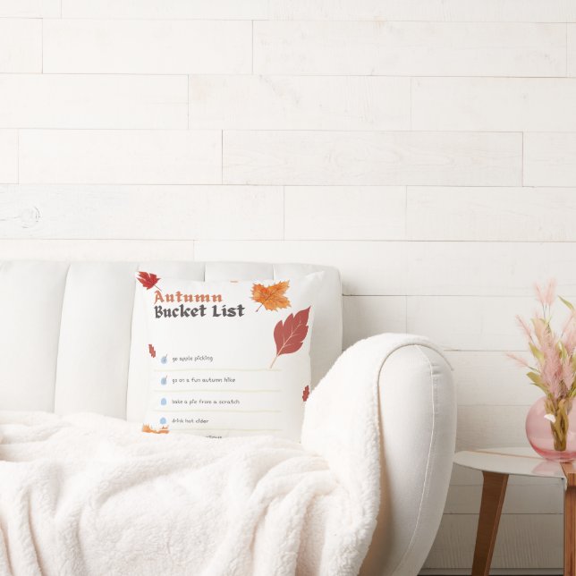 Herfst Bucket List Katoenen Kussen - Herfst Seizoe (Bank)
