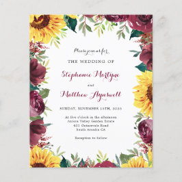 Herfst budget Sunflower Burgundy Border Wedding