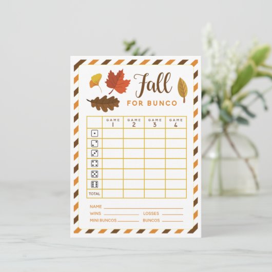 Herfst Bunco Card August September Oktober Theme Kaart (Staand voorkant)