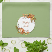 Herfst bunny en pompoenen met aanpasbare tekst theedoek (Gevouwen)