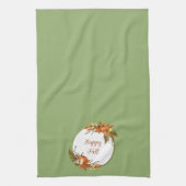 Herfst bunny en pompoenen met aanpasbare tekst theedoek (Verticaal)