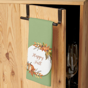 Herfst bunny en pompoenen met aanpasbare tekst theedoek