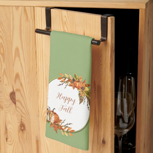 Herfst bunny en pompoenen met aanpasbare tekst theedoek (Derde Gevouwen)