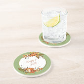 Herfst bunny en pompoenen met aanpasbare tekst zandsteen onderzetter (Zijkant)