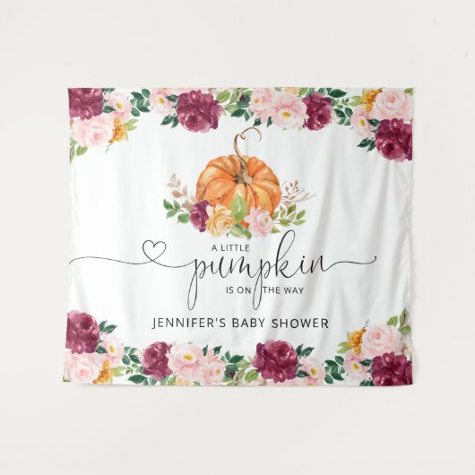 Herfst burgudy pumpkin baby shower wandkleed (Voorkant (horizontaal))