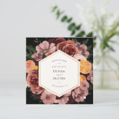 Herfst Burgundy Bloemige Bewaar de Datum Foto Kaart (Staand voorkant)