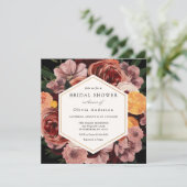 Herfst Burgundy Bloemige Bruiloft Uitnodiging (Staand voorkant)