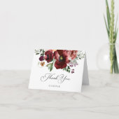 Herfst Burgundy Bloemige Opgevouwen Dankkaart Bedankkaart (Voorkant)