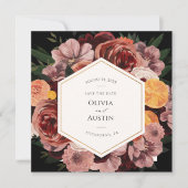 Herfst Burgundy Bloemige Save the Date Foto Kaart (Voorkant)