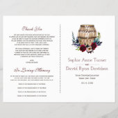 Herfst Burgundy Bloemige Wijnvat Trouwprogramma Flyer (Voorkant)