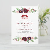 herfst burgundy blush uitnodiging voor huishouding (Staand voorkant)