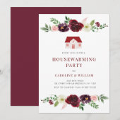 herfst burgundy blush uitnodiging voor huishouding (Voorkant / Achterkant)