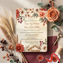 Herfst Burgundy Dahlia Pampas Gras Boho Bruiloft