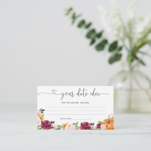 Herfst Burgundy Date-ideeën. Datum jar Informatiekaartje (Staand voorkant)