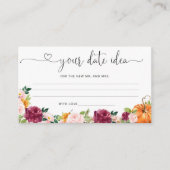 Herfst Burgundy Date-ideeën. Datum jar Informatiekaartje (Voorkant)