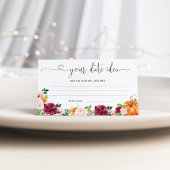 Herfst Burgundy Date-ideeën. Datum jar Informatiekaartje