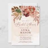 Herfst Burgundy en Terracotta Floral Bridal Kaart (Voorkant)