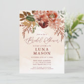 Herfst Burgundy en Terracotta Floral Bridal Kaart (Staand voorkant)