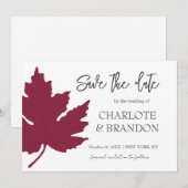 Herfst Burgundy Esdblad Trouw SaveTheDate  Kaart (Voorkant / Achterkant)