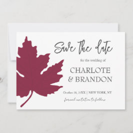 Herfst Burgundy Esdoornblad Trouw SaveThe Date  Kaart