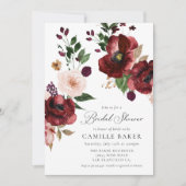 Herfst Burgundy Floral Bridal Shower Kaart (Voorkant)