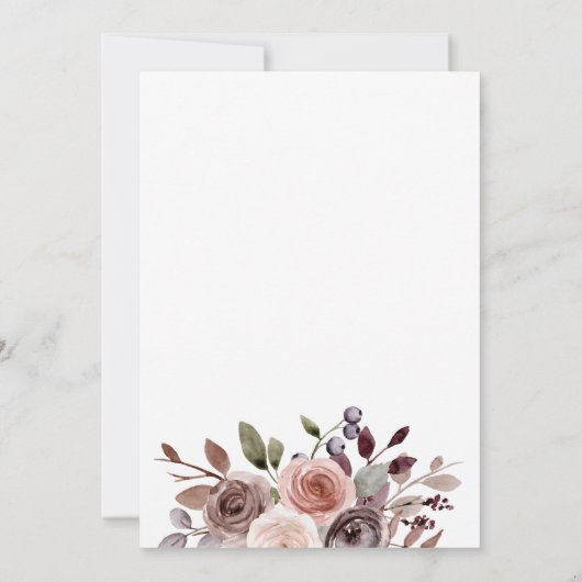 Herfst Burgundy Floral geometrisch lijst bruiloft Kaart (Achterkant)