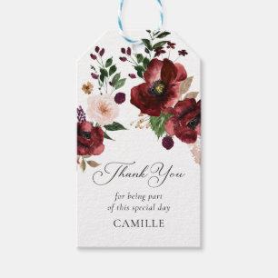 Herfst Burgundy Floral Hartelijk dank voor uw steu Cadeaulabel