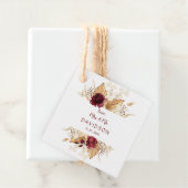Herfst Burgundy Floral Pampas Grass Palm Wedding Bedankjes Labels (In situ)