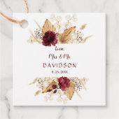 Herfst Burgundy Floral Pampas Grass Palm Wedding Bedankjes Labels (Voorkant)