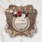 Herfst Burgundy Floral Wine Barrel Vineyard Wedden Bedankjes Labels (Voorkant)