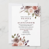 Herfst Burgundy florale bruiloft Uitnodiging (Voorkant)