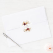 Herfst Burgundy Flowers Pampas Grass Palm Wedding Ronde Sticker (Envelop)
