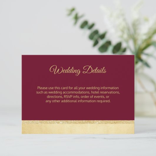 Herfst Burgundy Gold Wedding - Toevoegingen voor d Informatiekaartje (Staand voorkant)