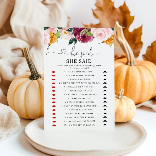 Herfst Burgundy Hij zei dat ze vrijgezellenfeest s