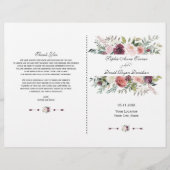 Herfst Burgundy Ivory Floral Lijst Wedding Program (Voorkant)